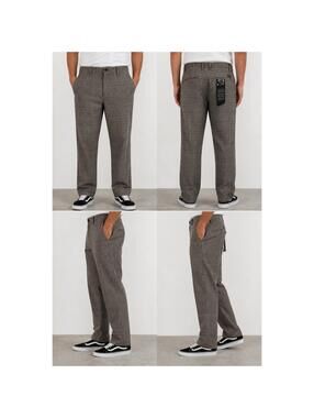 Volcom Men's Classic Fit Plaid Pattern Casual Trousers with Belt Loops Size 34